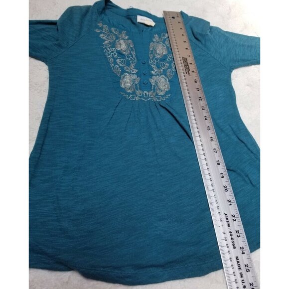 Anthropologie Meadow Rue Womens Embroidered Popover Top XS Blue Long Sleeves - Picture 8 of 8